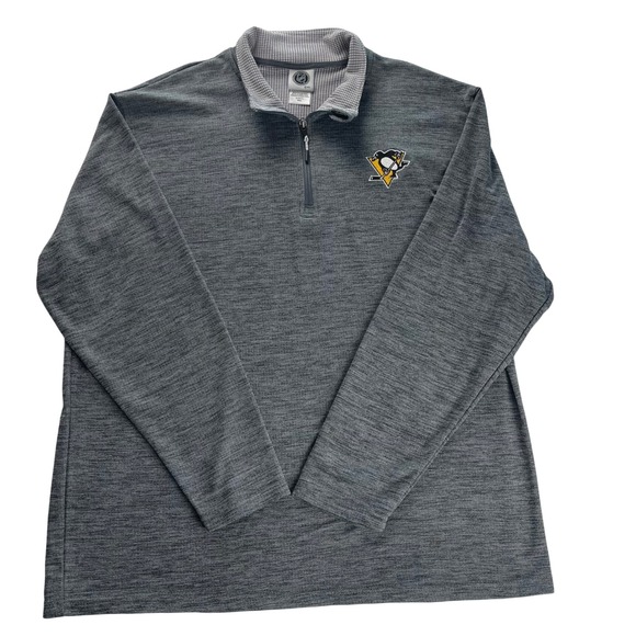 Pittsburgh Penguins NHL Mens XL Gray 1/4 Zip Pullover Long Sleeve Shirt - Picture 1 of 6